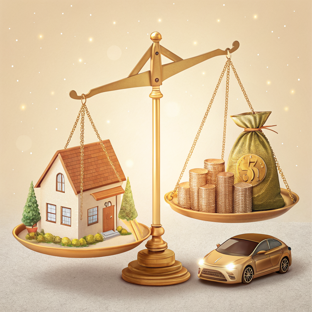 자산 부채 균형 개념 일러스트 - 개인 재무상태표의 핵심 구조