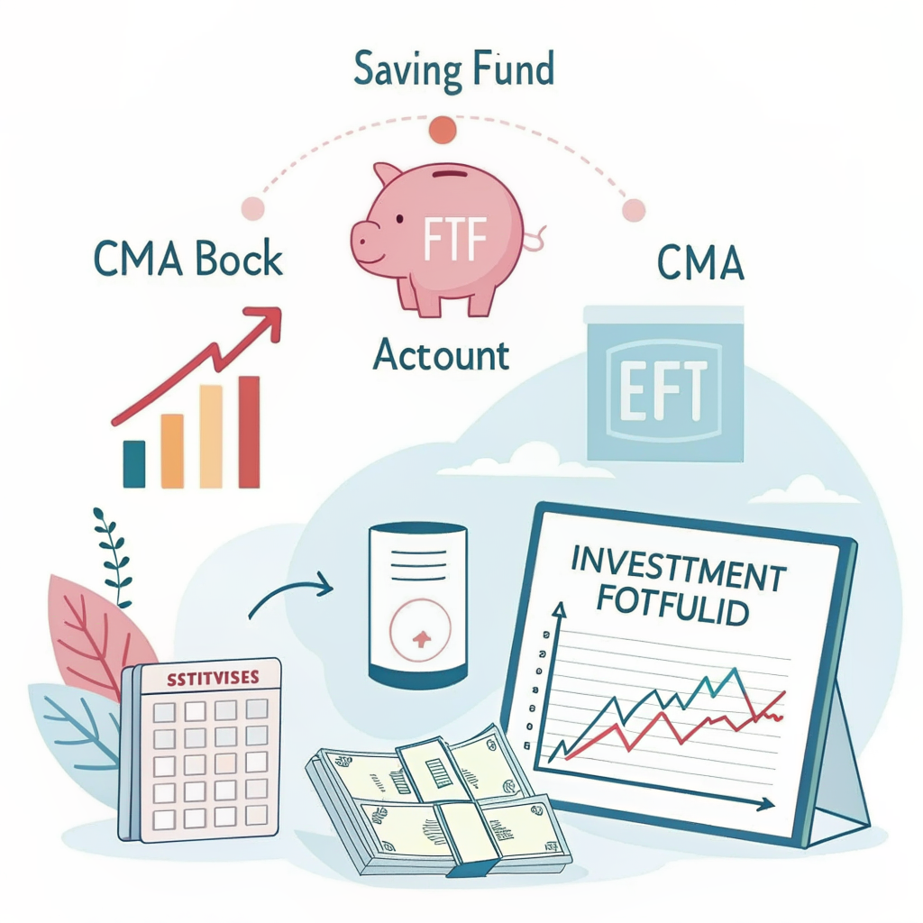 ETF 적금 CMA 등 분산 투자 포트폴리오 구성 일러스트