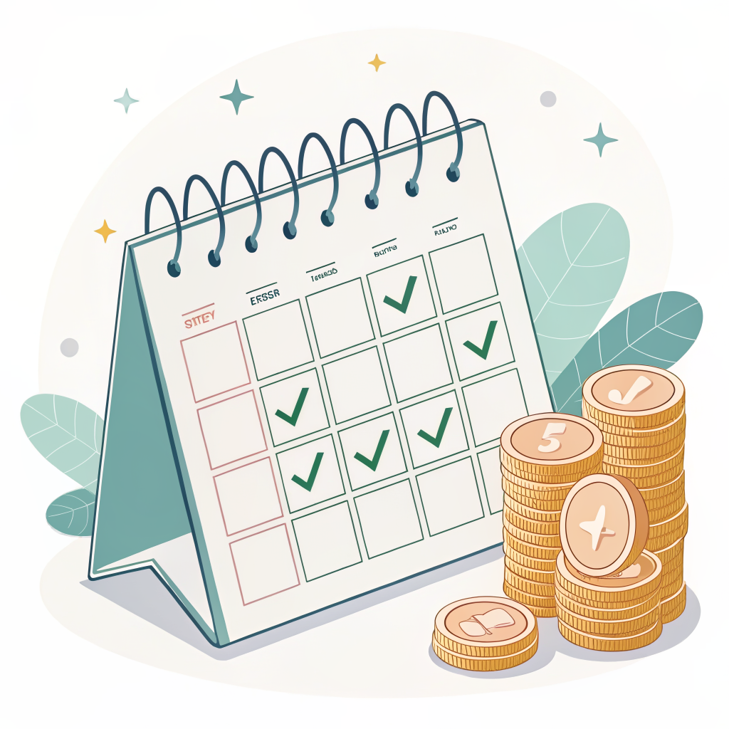 무지출 챌린지 달력 체크 추적 일러스트