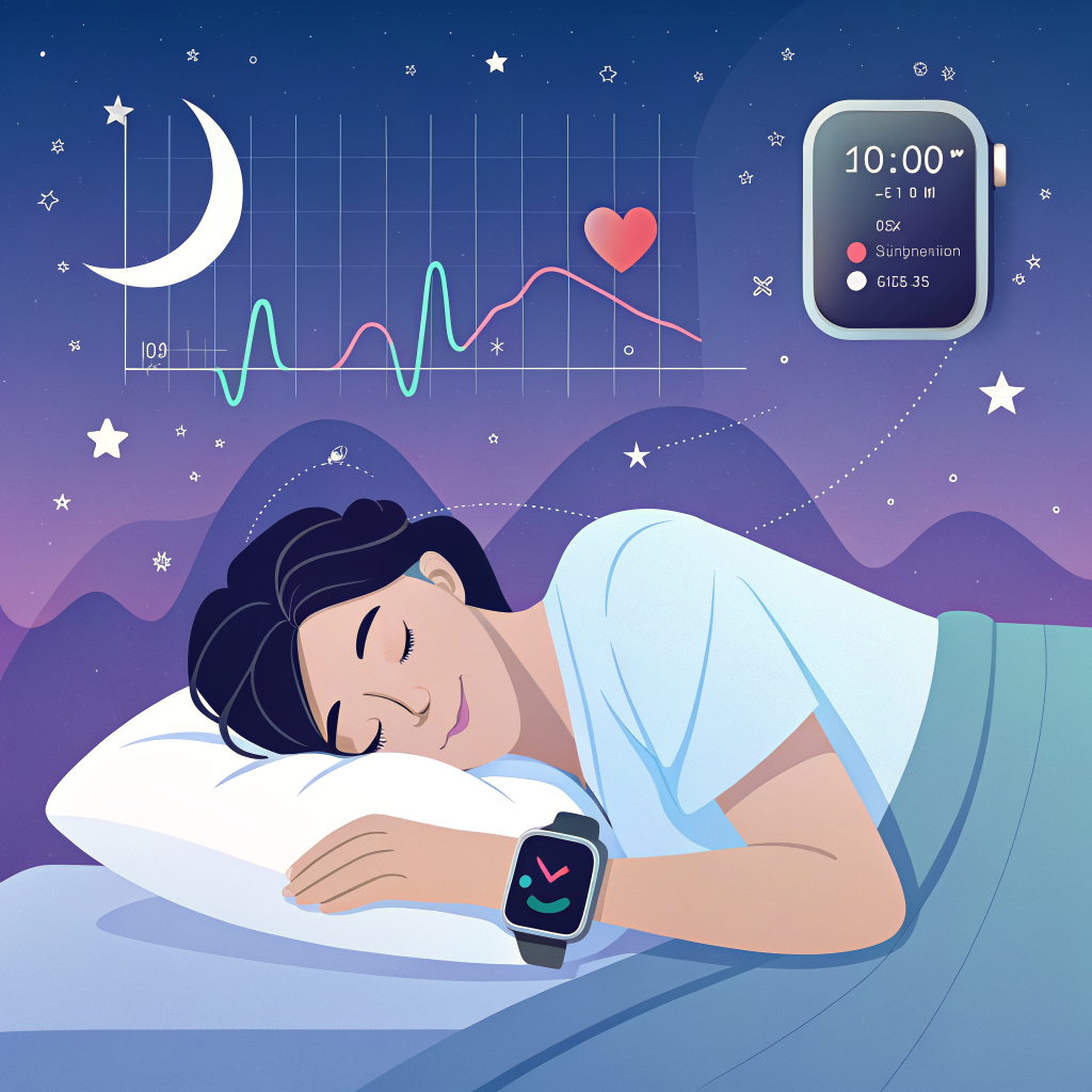 스마트워치 수면 추적 기능 일러스트 - 수면 단계별 모니터링