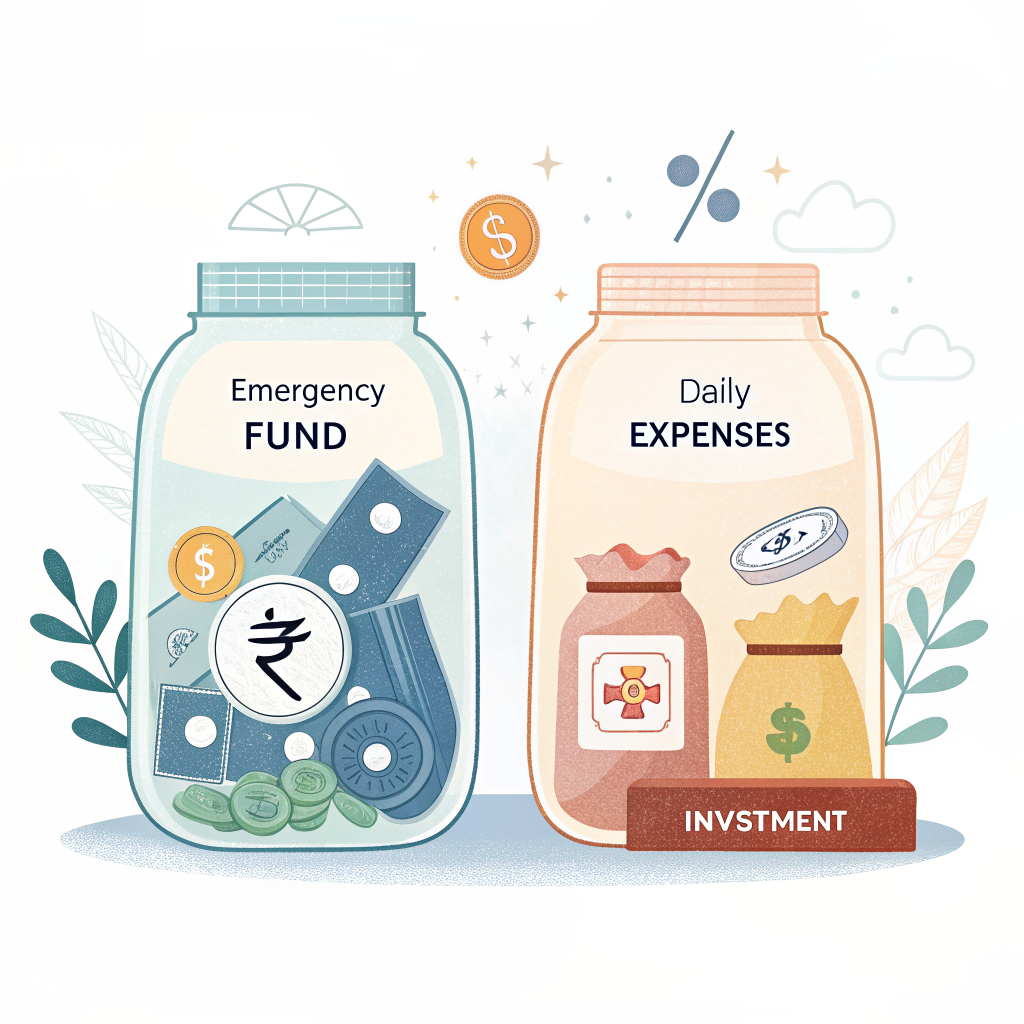 비상금 목적별 저축 통장 분리 전략 일러스트