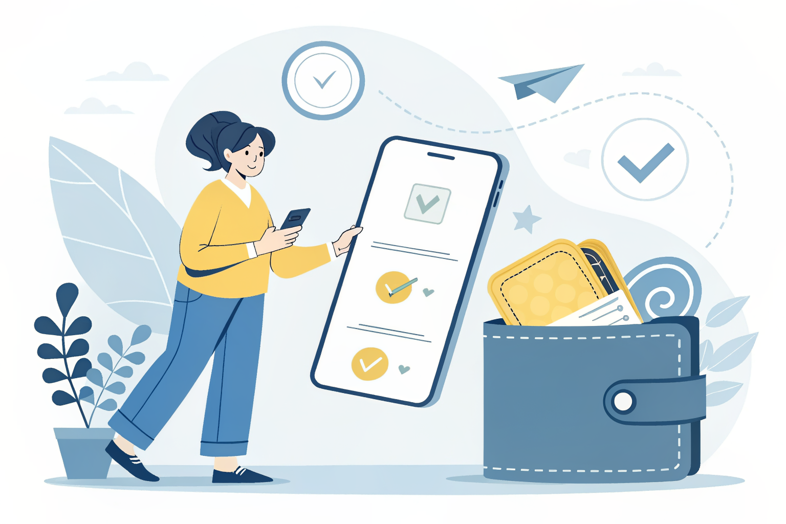 스마트폰으로 미환급금 조회하고 환급받는 모습 일러스트