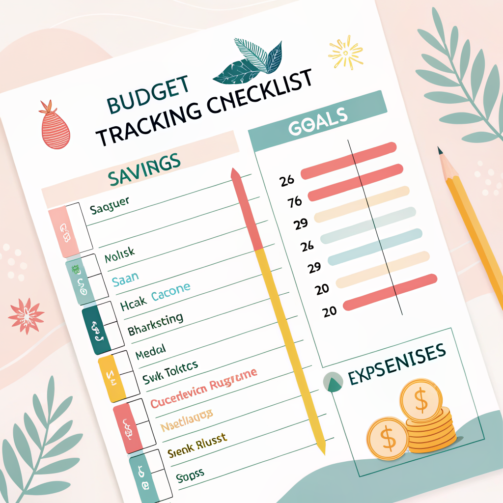 월간 예산 추적 체크리스트 - 저축 목표 달성 일러스트