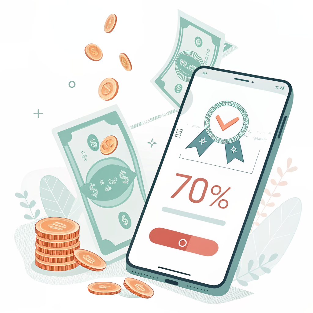 저축 목표 관리 앱 화면 일러스트 진행률 표시